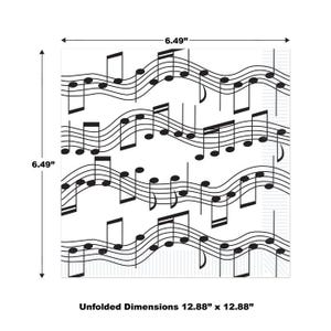 Musical Notes Party Napkins, Rock n Roll, Piano (16 Pack)
