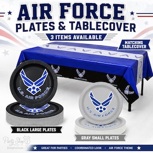 US Air Force Party Plates- Air Force Paper Plates, Air Force Party, Air Force Graduation, Air Force Retirement Party, Air Force Tablecover