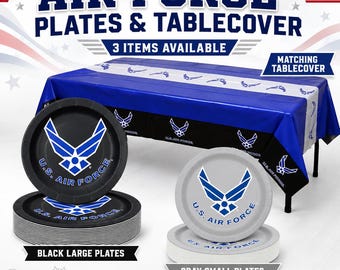 US Air Force Party Plates- Air Force Paper Plates, Air Force Party, Air Force Graduation, Air Force Retirement Party, Air Force Tablecover