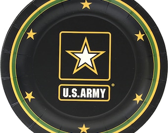 US Army Party Small Plates / USA Army Party Plates/ Official US Army Logo Party Dessert Plates