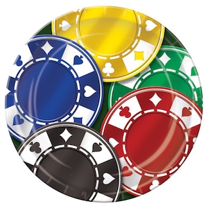 Pratos de festa de fichas de pôquer/pratos de festa de cassino/pratos de festa noturna de jogos 8 por pacote