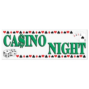 Huge Casino Night Party Banner/Casino Party Wall Banner/Casino Night Party Banner 5 Feet x 21 inches