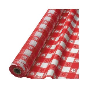 Red Gingham Printed Plastic Tablecovers/Red Gingham Picnic Theme Tablecover Roll/Gingham Themed Party Decor/Red Gingham Plastic Tablecovers