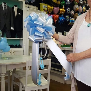 Lazo para buzón de Baby Shower/Lazo para Baby Shower para puerta de hospital/Lazo de lujo de dos colores hecho a mano para Baby Shower para puertas y buzones
