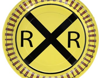 Railroad Party Plates, Train Theme (8 Pack)