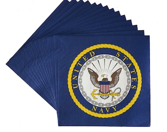 US Navy Party Napkins- Navy Paper Napkins, US Navy Party, Navy Graduation, Navy Retirement Party, US Navy Plates