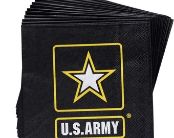 US Army Party Napkins / US Military Army Napkins / USA Army Beverage Napkins/16 Per Pack