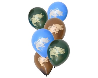Globos de látex para pesca de lubina/Globos de látex para fiesta de pesca/Paquete de 6 globos de látex para pesca de lubina