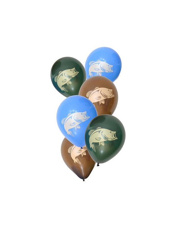 Bass Fishing Latex Balloons 6-Pack