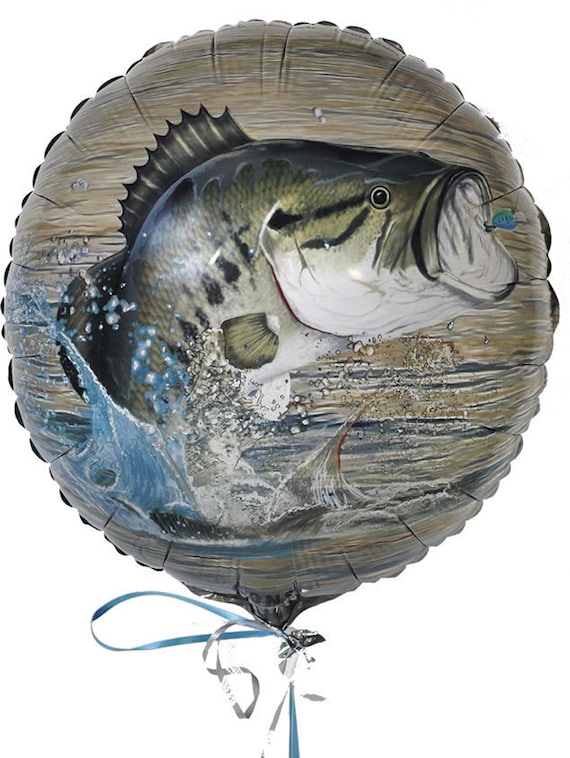 Bass Fishing Mylar Balloon/fisherman Balloon/fishing Theme Party Decor/fishing  Theme Balloons/large Mouth Bass Balloon 