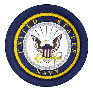 US Navy Party Plates- Navy Paper Plates, US Navy Party, Navy Graduation, Navy Retirement Party, US Navy Plates