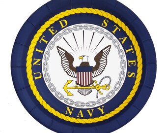 US Navy Party Plates- Navy Paper Plates, US Navy Party, Navy Graduation, Navy Retirement Party, US Navy Plates