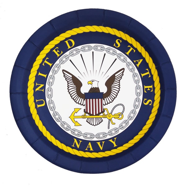 US Navy Party Plates- Navy Paper Plates, US Navy Party, Navy Graduation, Navy Retirement Party, US Navy Plates