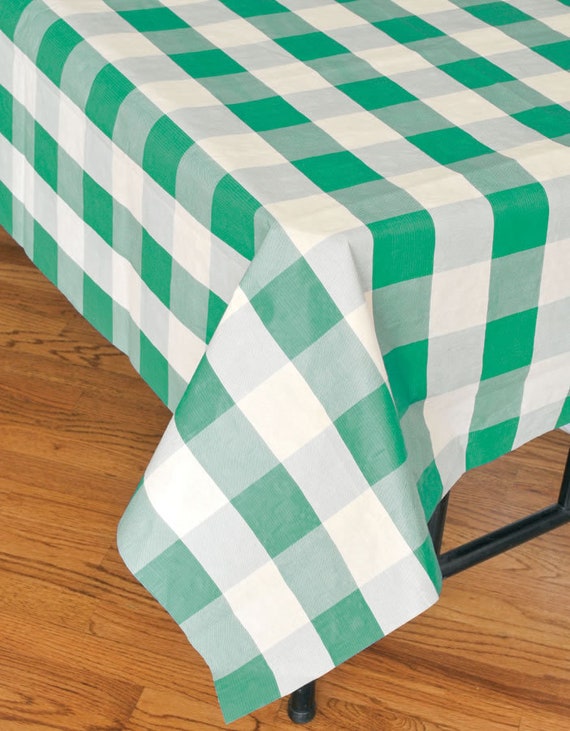 Ausgefallene grüne karierte Tischdecke / wasserfeste grüne karierte Papiertischdecke / grün-weiß karierte Tischdecke 54 x 108