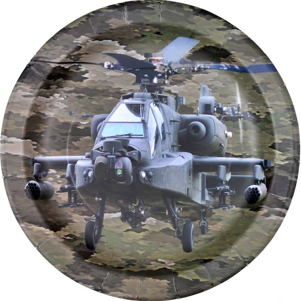 American Heroes Apache Helicopter Plates/ Military Plates /8 Count/ Heavyweight Plates