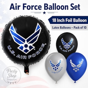 US Air Force Party Balloons- Air Force Mylar & Latex Balloons, Air Force Party, Air Force Graduation, Air Force Retirement Party