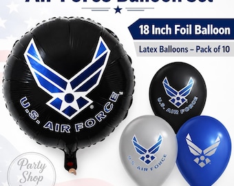 US Air Force Party Balloons- Air Force Mylar & Latex Balloons, Air Force Party, Air Force Graduation, Air Force Retirement Party