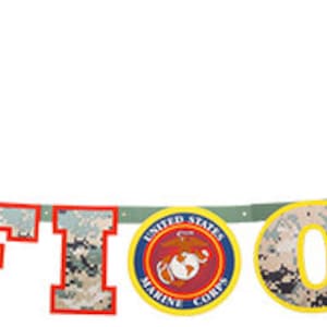 Officially Licensed Product United States Marine Core Party Banner/USMC Party Decorations/Marine Core Semper Fi Banner/OOH Rah Marine Core