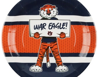 Auburn University Party Plates, War Eagle Tailgate Dinnerware (8pk)
