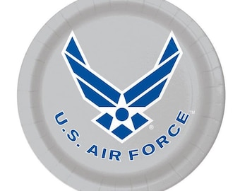 US Air Force Party Plates- Air Force Paper Plates, Air Force Party, Air Force Graduation, Air Force Retirement Party