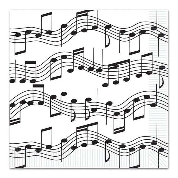 Musical Notes Party Lunch Napkins/Rock n Roll Party Napkins/Piano Party Napkins/Music Note Party Napkins 16 Pack