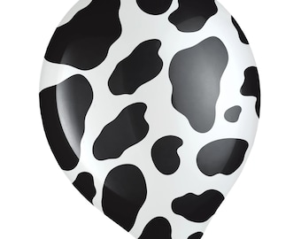 Cow Print Latex Balloons, Farm Party Decor (6 Pack)