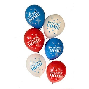 Welcome Home Military Latex Balloons/US Military Welcome Home Latex Balloons/Red White and Blue Welcome Home Latex Balloons 6pk