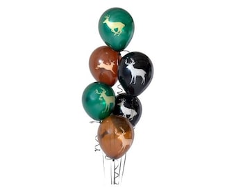 6 PC Buck Deer Latex Balloons/ Deer Hunting Birthday Balloons/ Deer Latex Balloons/ Oh Deer/ Buck Balloons