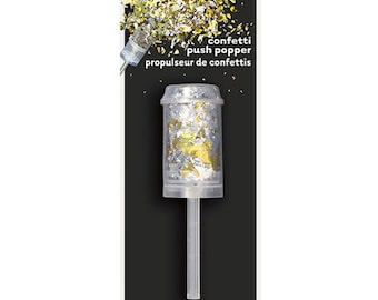 Metallic zilveren en gouden confetti-push-popper, feestdecor