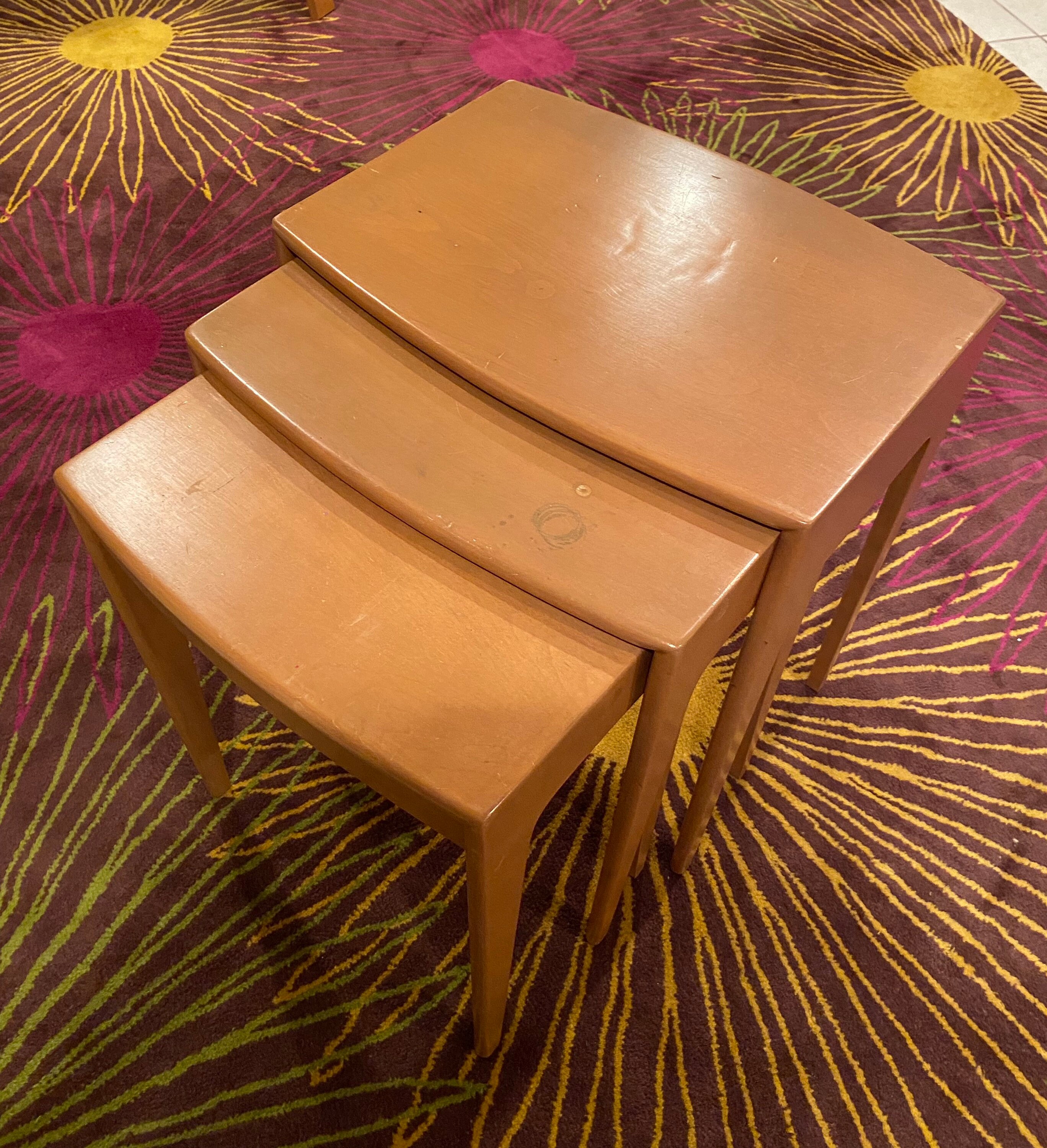 Vintage Heywood Wakefield Nesting Tables Set of 3/ Mid Century Nesting