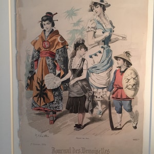 Vintage Fashion Print Journal Des Demoiselles / Victorian and Japanese Fashion Print / 1800s Fashion / Modes De Paris/Vintage Costumes