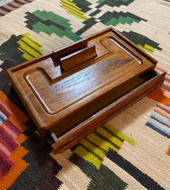 Vintage Wooden Drawer Valet/Gentleman Valet/ Jewelry Box/Mid Century Valet/Walnut Jewelry Box/Mid Century Jewelry Box/Wooden Dresser Valet