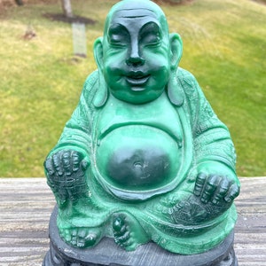Vintage Resin Sitting Buddha Large Sculpture/Jade Style Buddha Statue/Green Buddha Sculpture/Green Buddha/Sitting Buddha/Buddha Statue