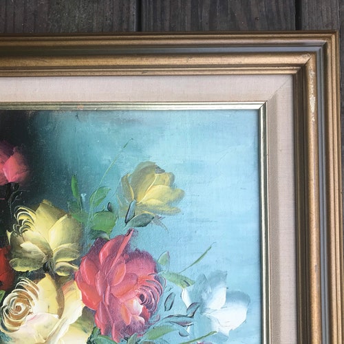 Vintage Oil Painting of Roses/Vintage Picture is Roses/Vintage Painting of Flowers/Original Oil on Canvas/Roses shops Original Painting