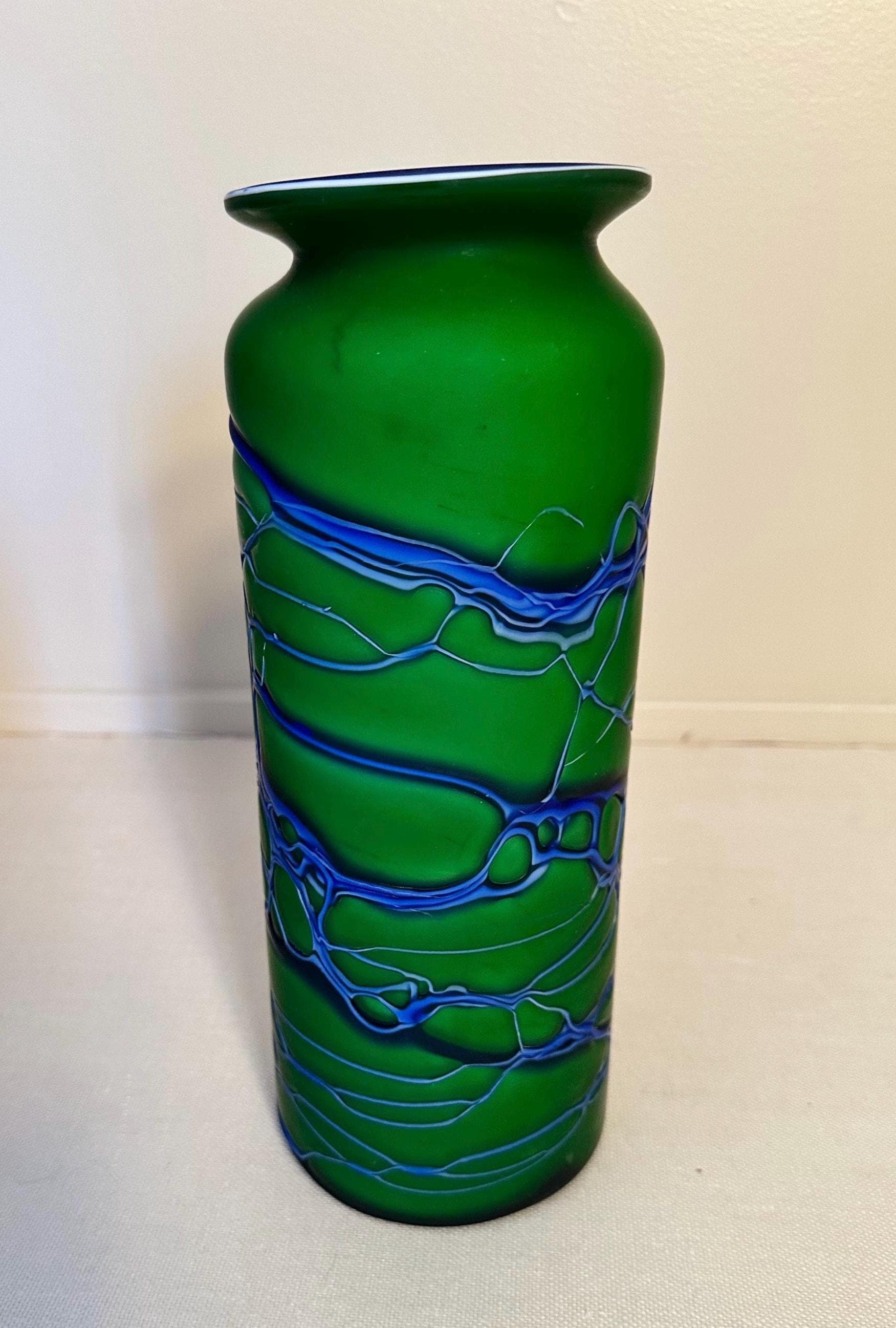 Green and Blue Art Glass Vase/hand Made Art Glass/azerbaijan