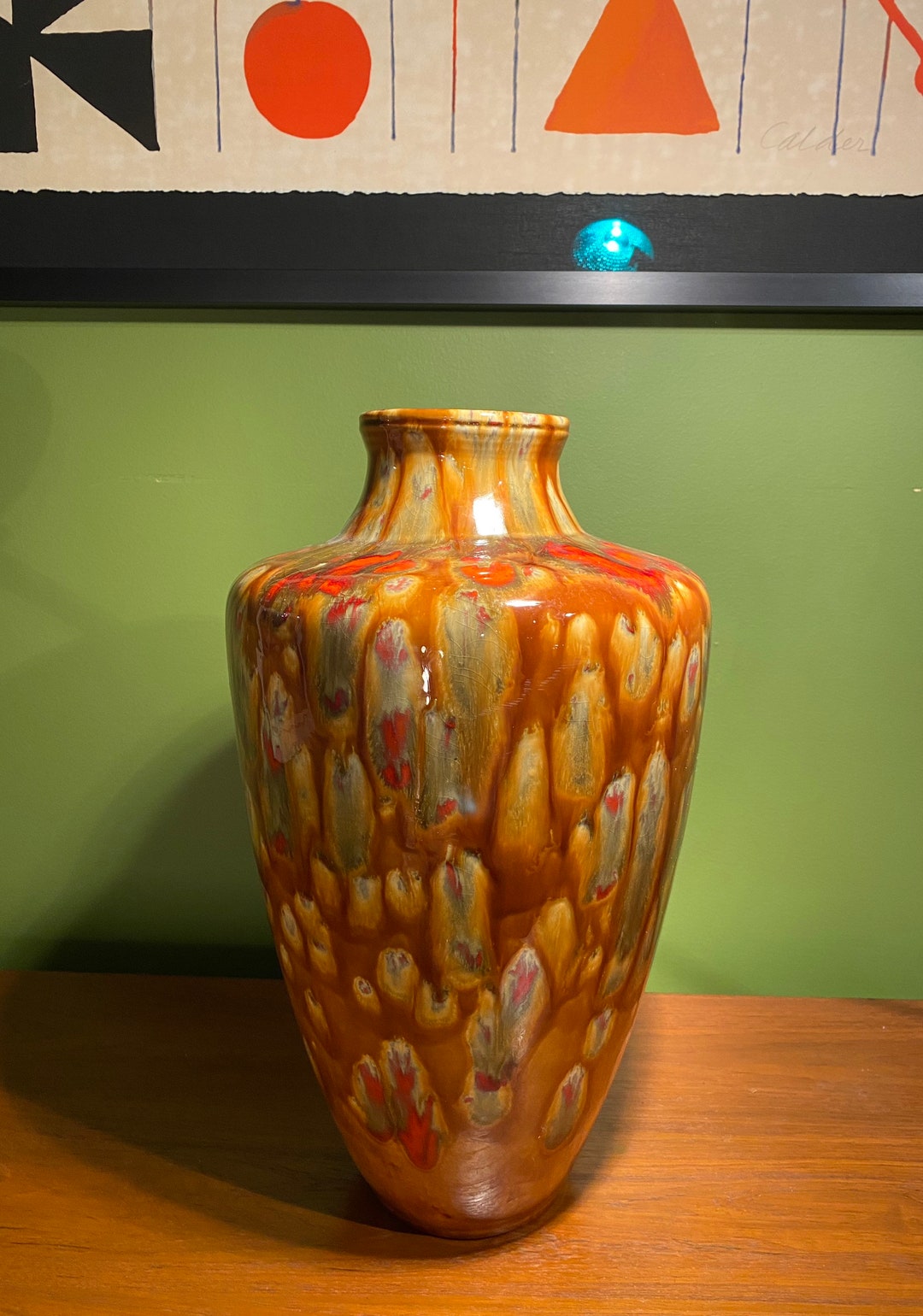 Mid Century Ceramic Tall Vase/mid Century Ceramic Glazed Vase/vintage