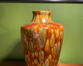 Mid Century Ceramic Tall Vase/Mid Century Ceramic Glazed Vase/Vintage Ceramic Vase/Large Ceramic Vase/70’s Ceramics/Mid Century Pottery
