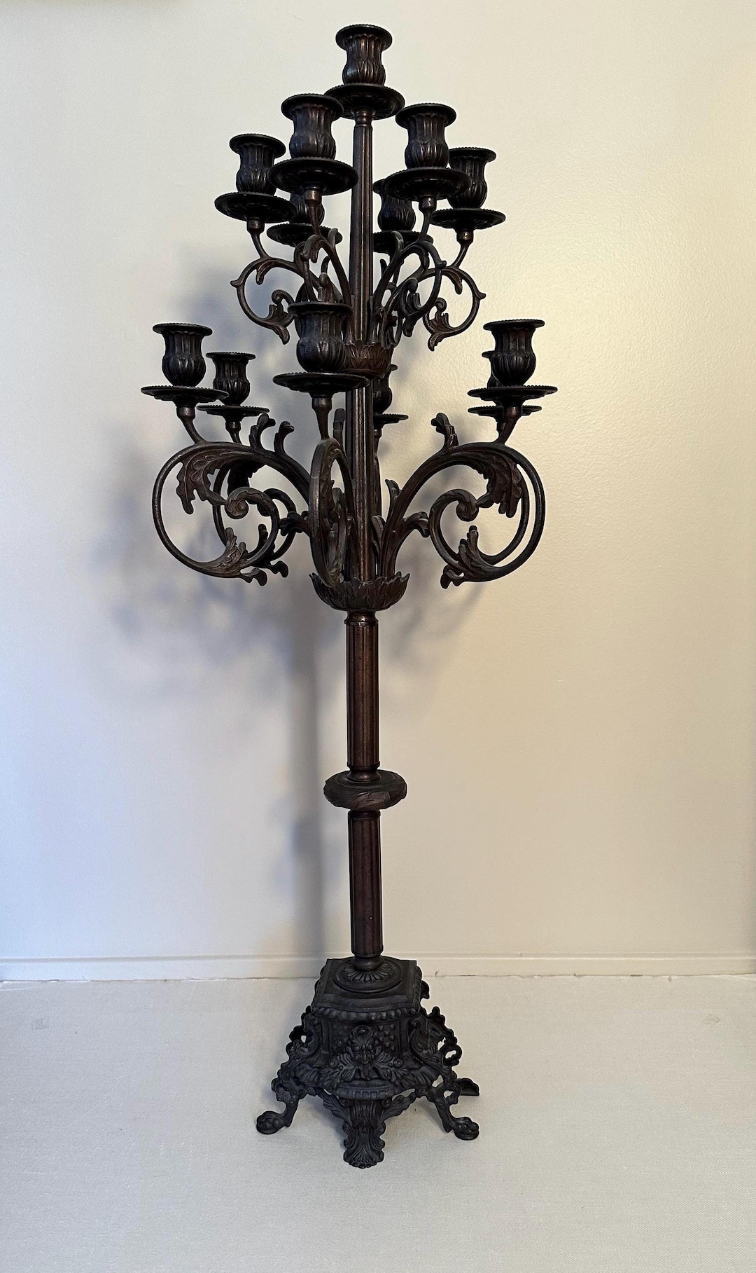 Brass Floor Standing Candelabra/antique Italian 13 Arms Candelabra ...