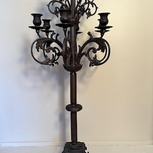 Brass Floor Standing Candelabra/Antique Italian 13 Arms Candelabra/Brass Candelabra/Tall Candelabra/Italian Candelabra