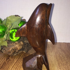 Mid Century Wooden Dolphin Sculpture/ Vintage Hand Carved Dolphin / Vintage Dolphin Carving/ Mid Century Sculpture / Ironwood Sculpture