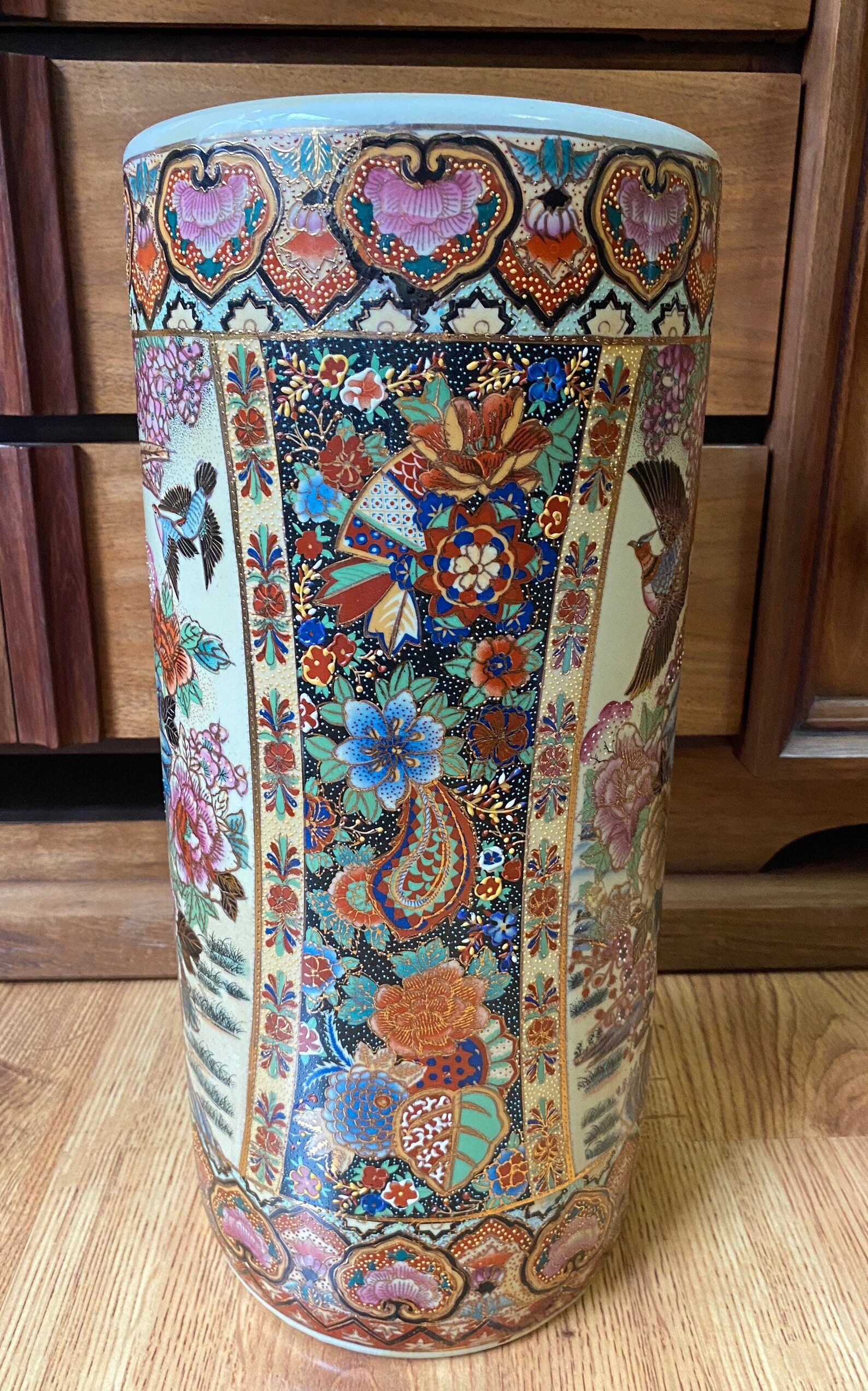 Vintage Chinese Porcelain Umbrella Stand/chinoiserie Hand Etsy