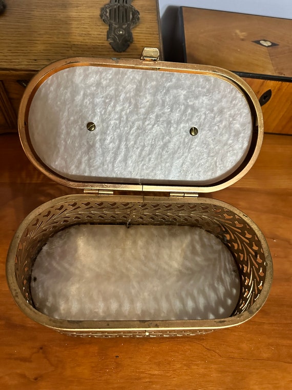 Vintage Brass Purse with Lucite Handle/Art Deco B… - image 7