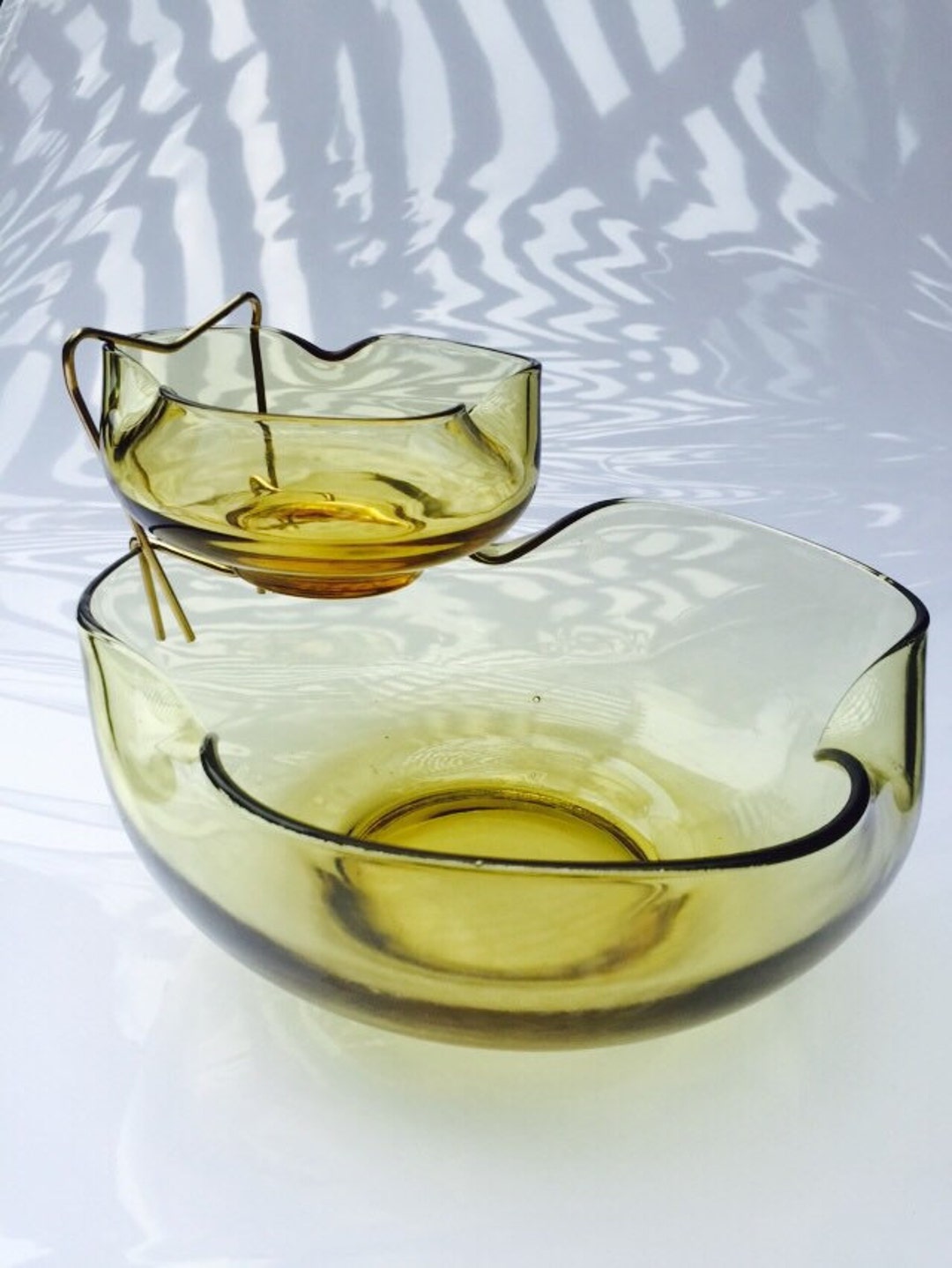 Mid Century Chips and Dip Bowls / Retro Serving Dishes / Vintage Chips