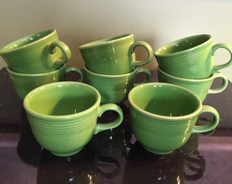 Green Fiesta Coffee or Tea Cups / Homer Laughin Fiesta Dishes / Vintage Fiesta Ware / Genuine Fiesta