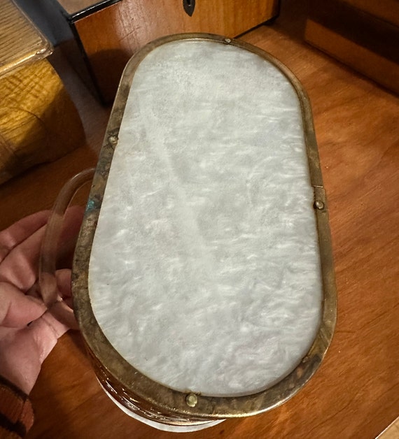 Vintage Brass Purse with Lucite Handle/Art Deco B… - image 5