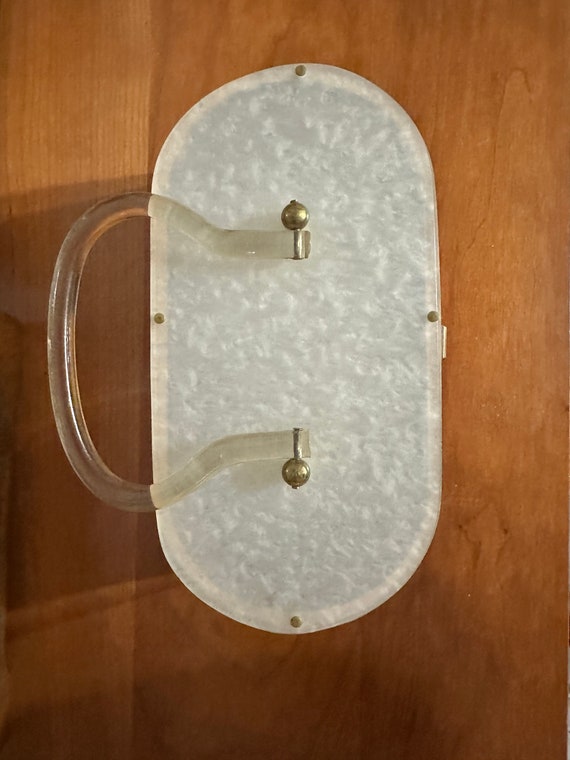 Vintage Brass Purse with Lucite Handle/Art Deco B… - image 2