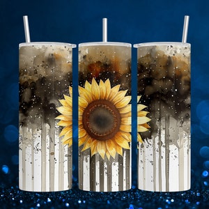 Sonnenblume Distressed 20 Unzen Skinny Tumbler Wrap Sublimation Design, Sofortiger Download PNG Wrap Digitale Datei, Geschenk für sie, Pflanzenliebhaber