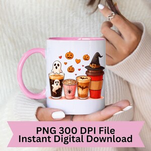 Hot Coffee Drink Clipart,  Halloween Coffee Clipart, Scary Gothic Watercolor , Pumpkin, Witch,Monster Hand, Instant Download, Commercial Use