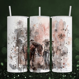 Cowgirl Western 20 Unzen Skinny Tumbler Wrap Sublimation Design, Sofortiger Download PNG Wrap Digitale Datei, Geschenk für Pferdeliebhaber