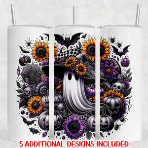 Cute Ghost PNG Sublimation Design Digital Download 20 oz Tumbler Sublimation Designs Downloads Ghost with Black Witch Hat PNG  Halloween